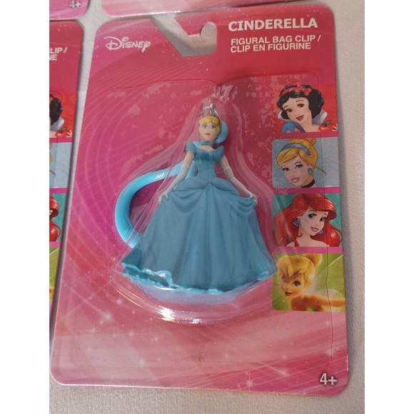 Disney Princess 4 Figural Bag Clips Snow White Cinderella Ariel Tinkerbell - Picture 5 of 6
